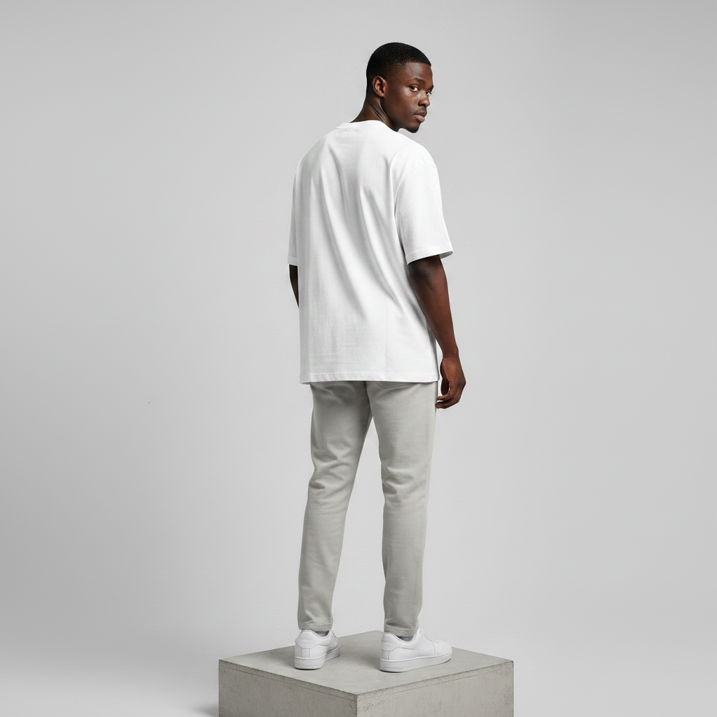 White Feno Oval Logo Oversized Tee - Model Back