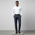 Navy Windowpane Check Trousers – Front Model