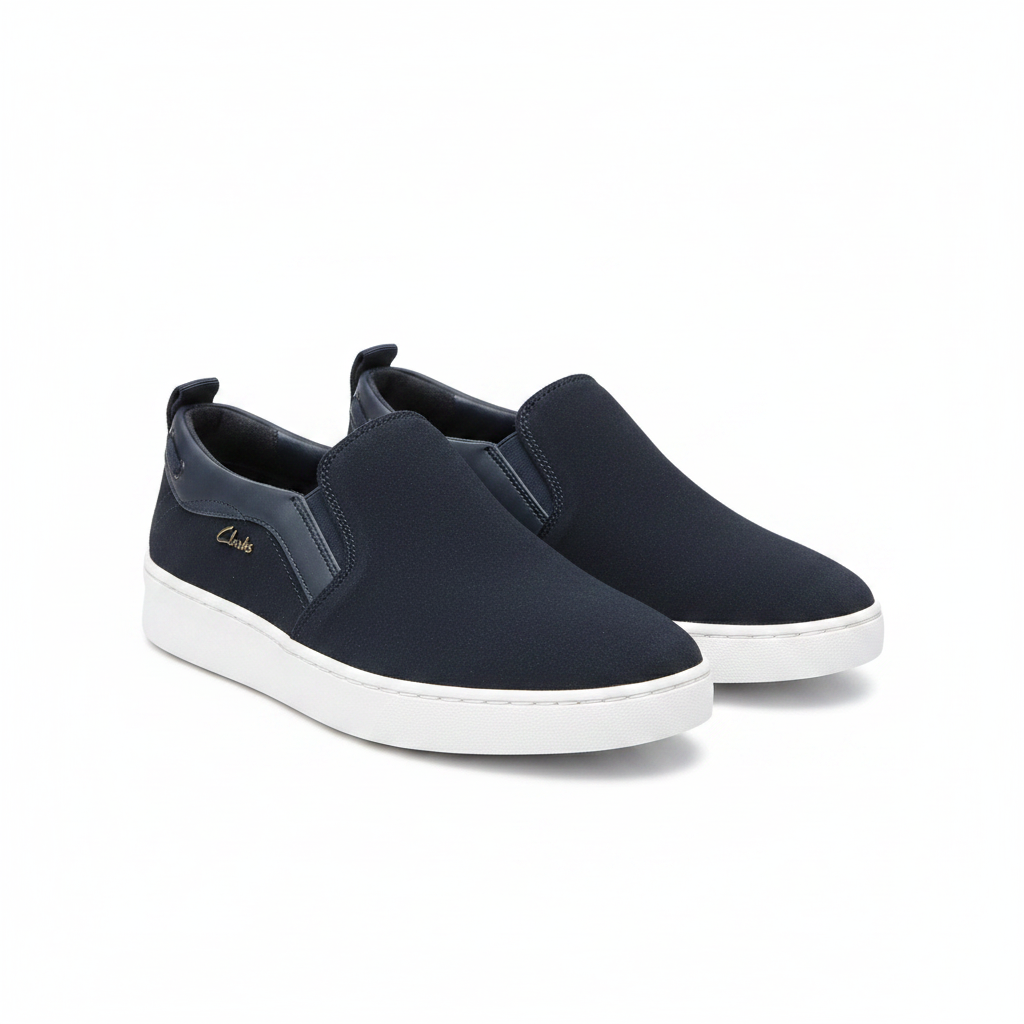 Clarks Navy Suede Slip-On Men's Sneaker - Ghost Mannequin