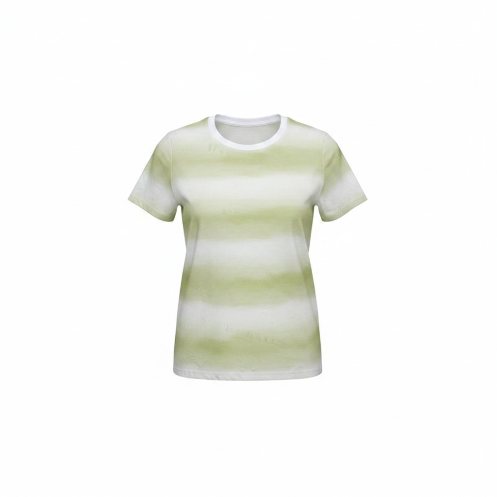 Women's plain round neck tee in lime green - ghost mannequin front view