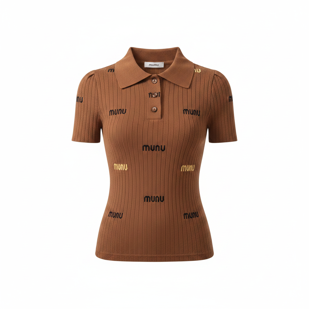 Women's Logo Print Polo Top – Ghost Mannequin Brown