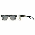 Square Half-Rim Sunglasses Black Gold – Ghost Mannequin Front and Side View