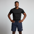 Men's Deep Navy Blue Sports Shorts – Nigerian Male Model Studio Setting