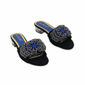 Women's Floral Rhinestone Medallion Clear-Heel Slide - Blue Ghost Mannequin