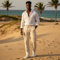 Nigerian model wearing Cream Relaxed Cargo Pants
