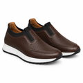 Dark Brown Pebbled Leather Slip-On Runner Sneaker - Ghost Mannequin