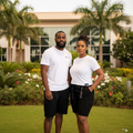 Nigerian male and female models wearing Unisex Black Cargo Shorts