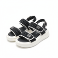 Women's black and white quilted double-strap platform sandal ghost mannequin pair view