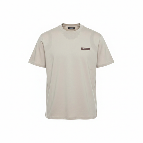 Stone Beige Crew Neck Short-Sleeved Shirt - Ghost Mannequin
