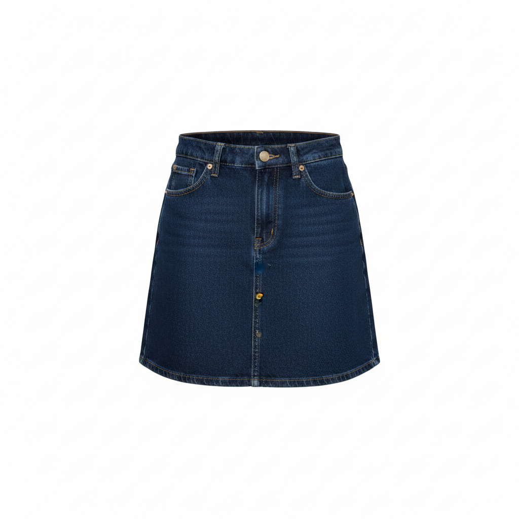 Ghost mannequin — Women's Dark Denim Button-Front Mini Skirt