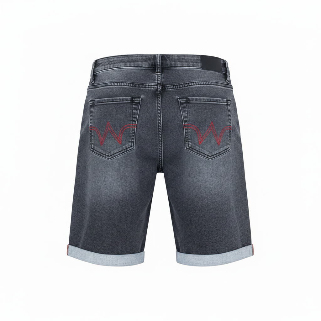 Charcoal Grey Acid Wash Bermuda Denim Shorts – Ghost Mannequin Back