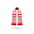 Red and white hooped football fan scarf ghost mannequin front view