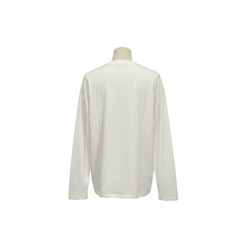 White Long Sleeve Tee - Ghost Mannequin Back