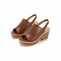 Women's Multi-Strap Peep-Toe Wedge Slingback Sandal - Brown Ghost Mannequin