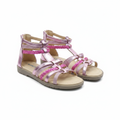 Girls pink metallic multi-strap gladiator sandal ghost mannequin pair view
