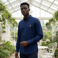 Men's Classic Navy Blue Long-Sleeve Button-Down Shirt - Front View