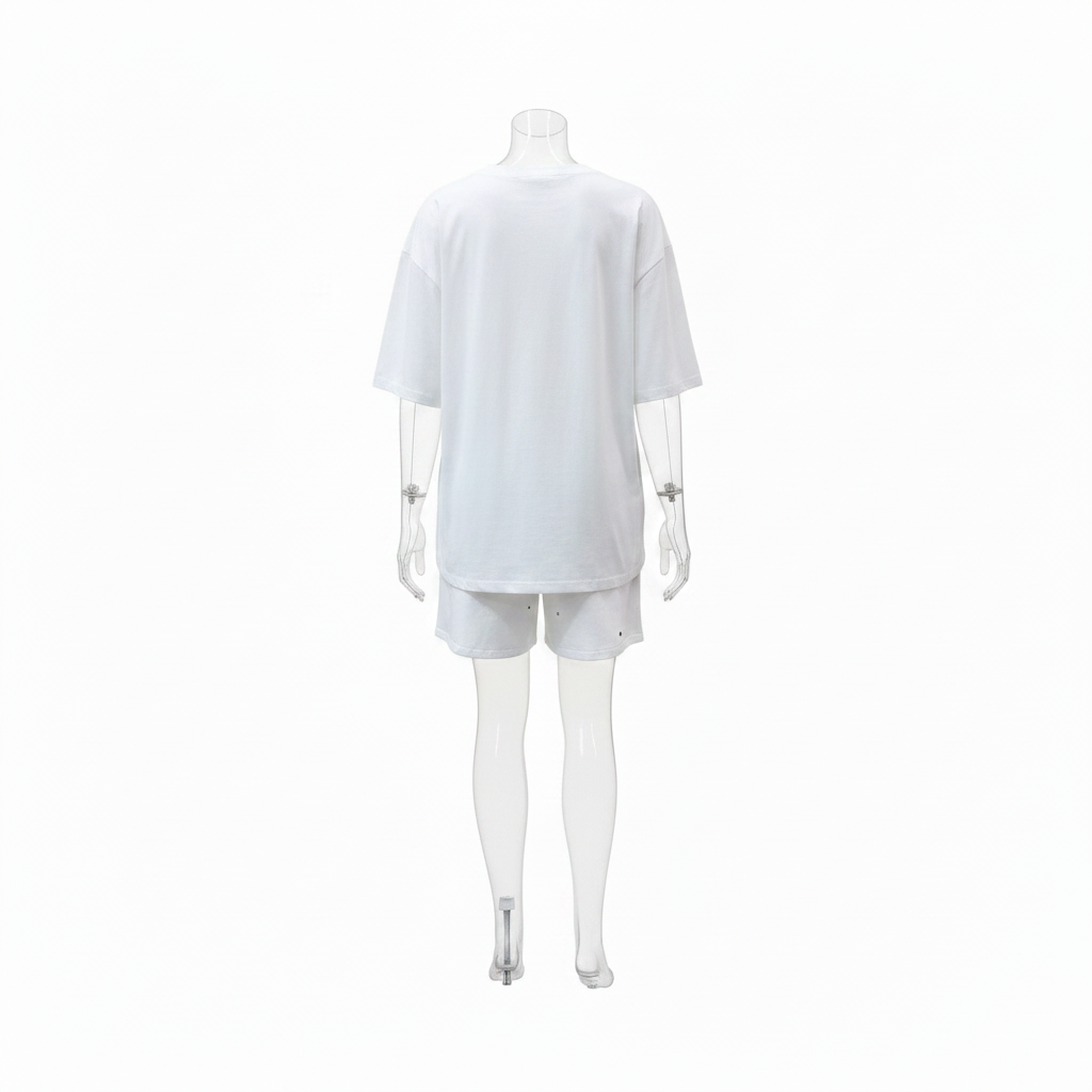 White Rhinestone Floral Co-ord Set - Ghost Mannequin Back
