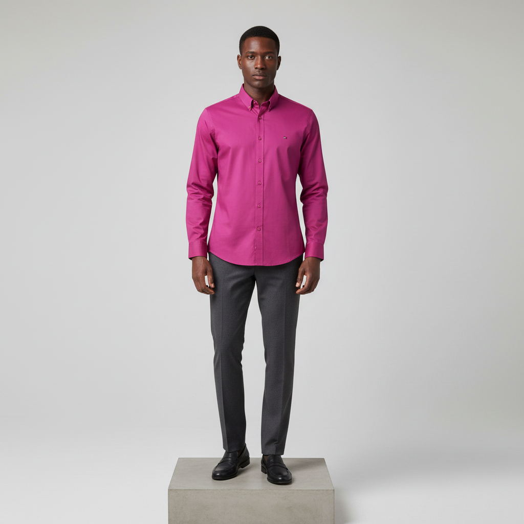 Magenta Long-Sleeved Shirt - Model Shot