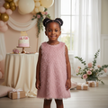 Girl aged 3-6 wearing Dusty Pink Shaggy Fringe Dress - Model Shot