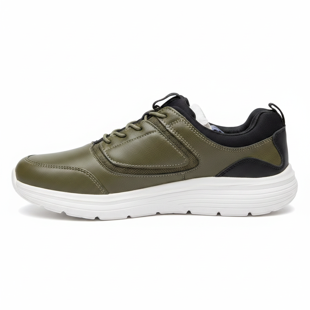 Prince Obi Olive Green Leather Sneaker - Ghost Mannequin
