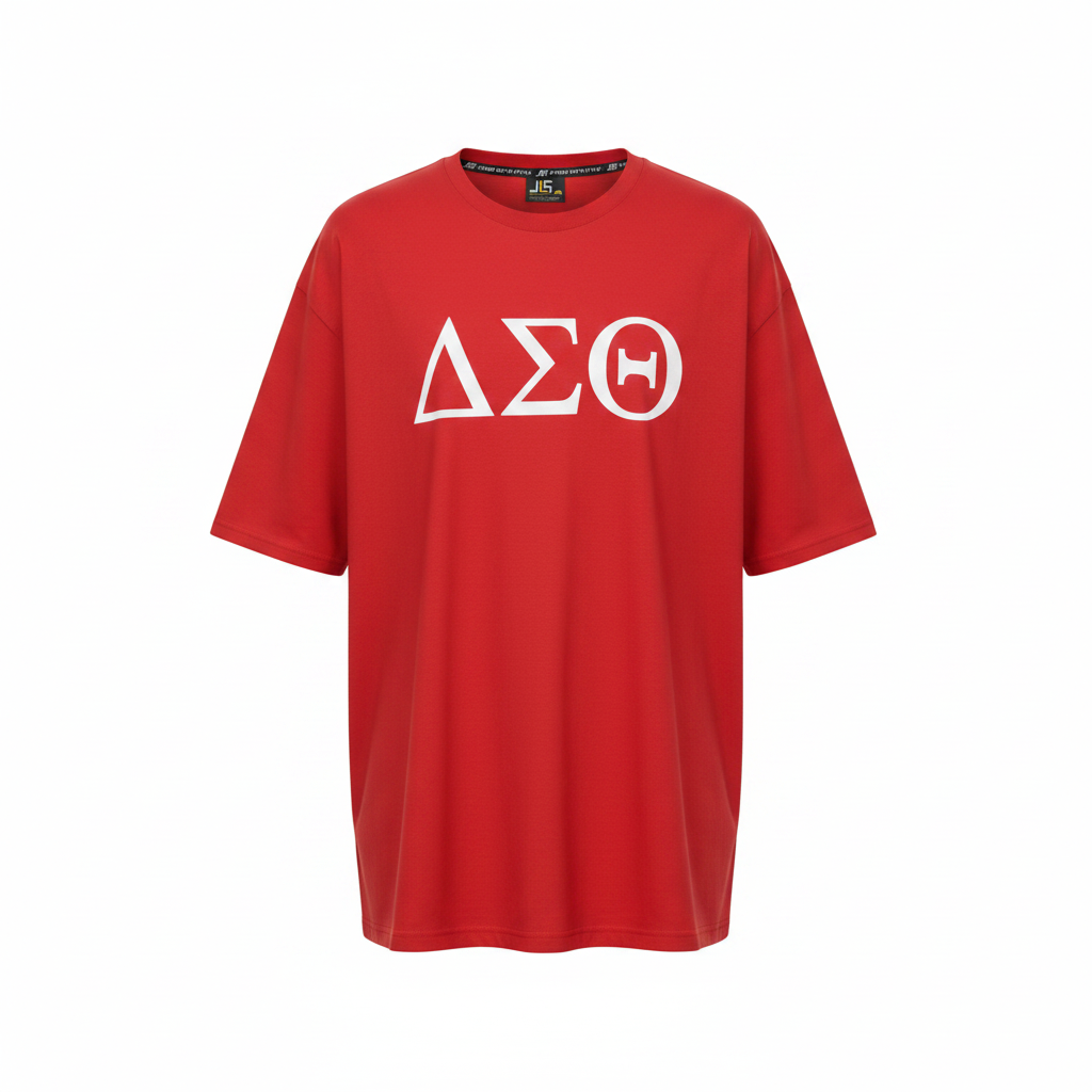 Red Greek Letters ΔΣΘ Graphic Oversized Tee – Ghost Mannequin