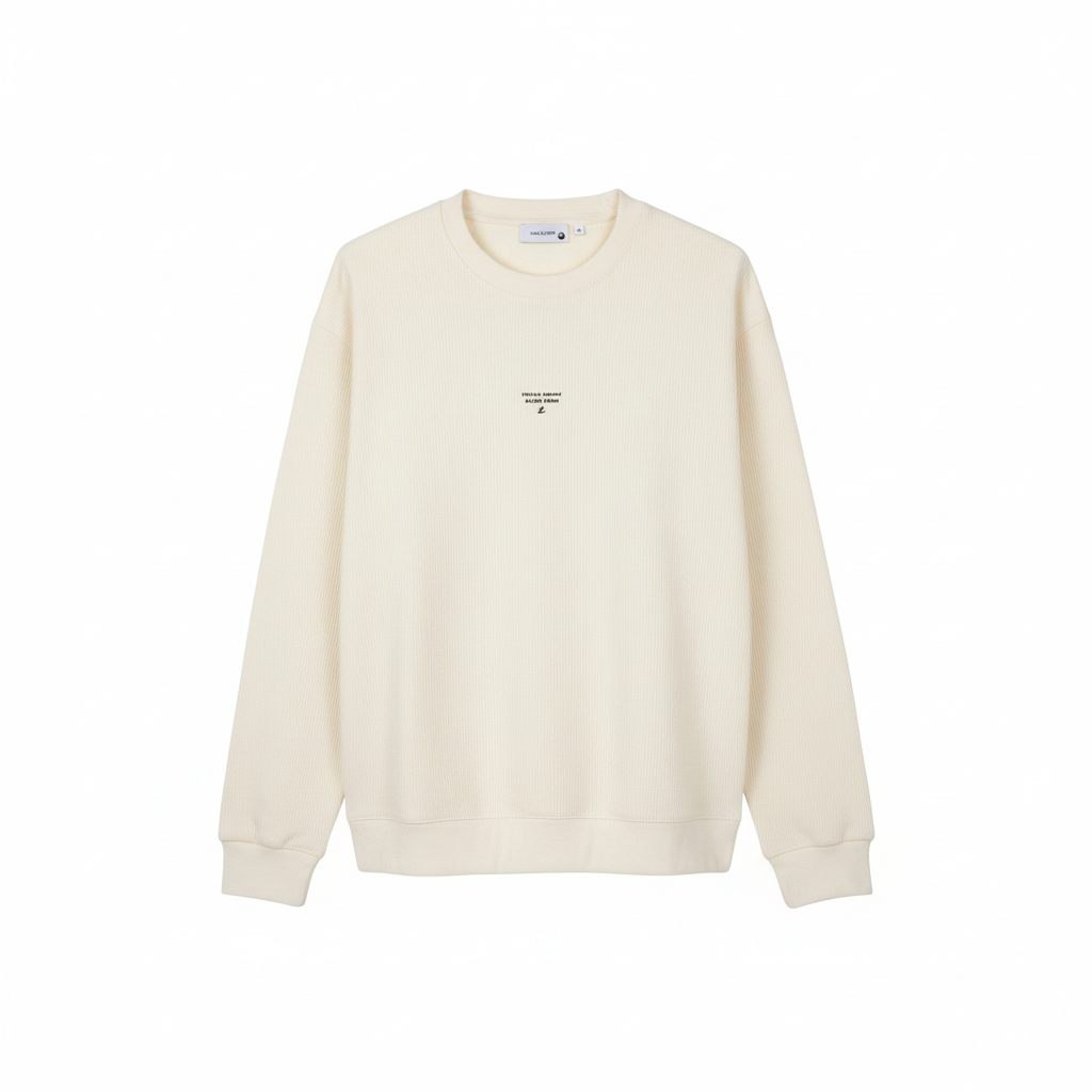 Ribbed Texture Crew Neck Sweatshirt Cream – Ghost Mannequin