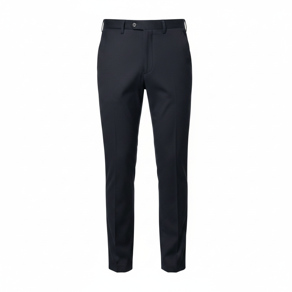 Ghost mannequin view of Men's Dark Navy Slim-Fit Dress Trousers