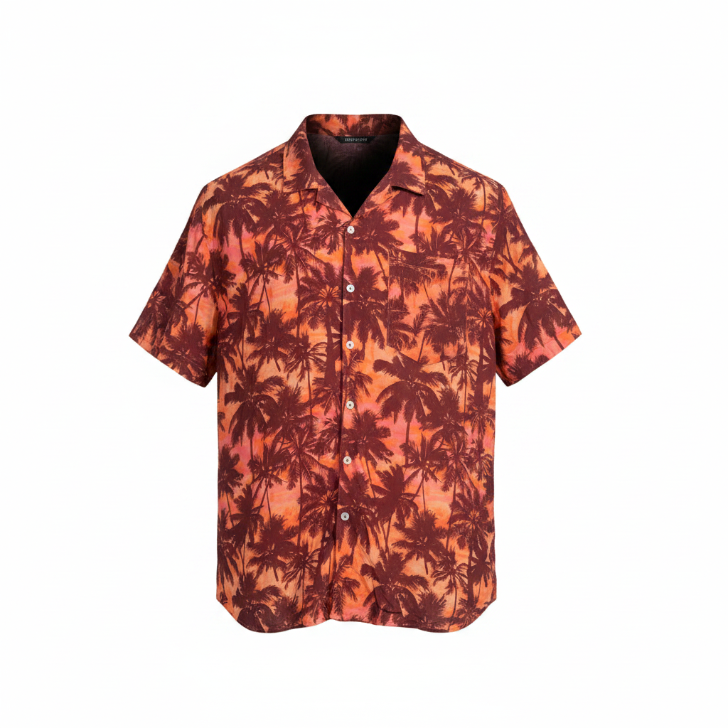Sunset Palm Tree Print Camp Shirt – Ghost Mannequin