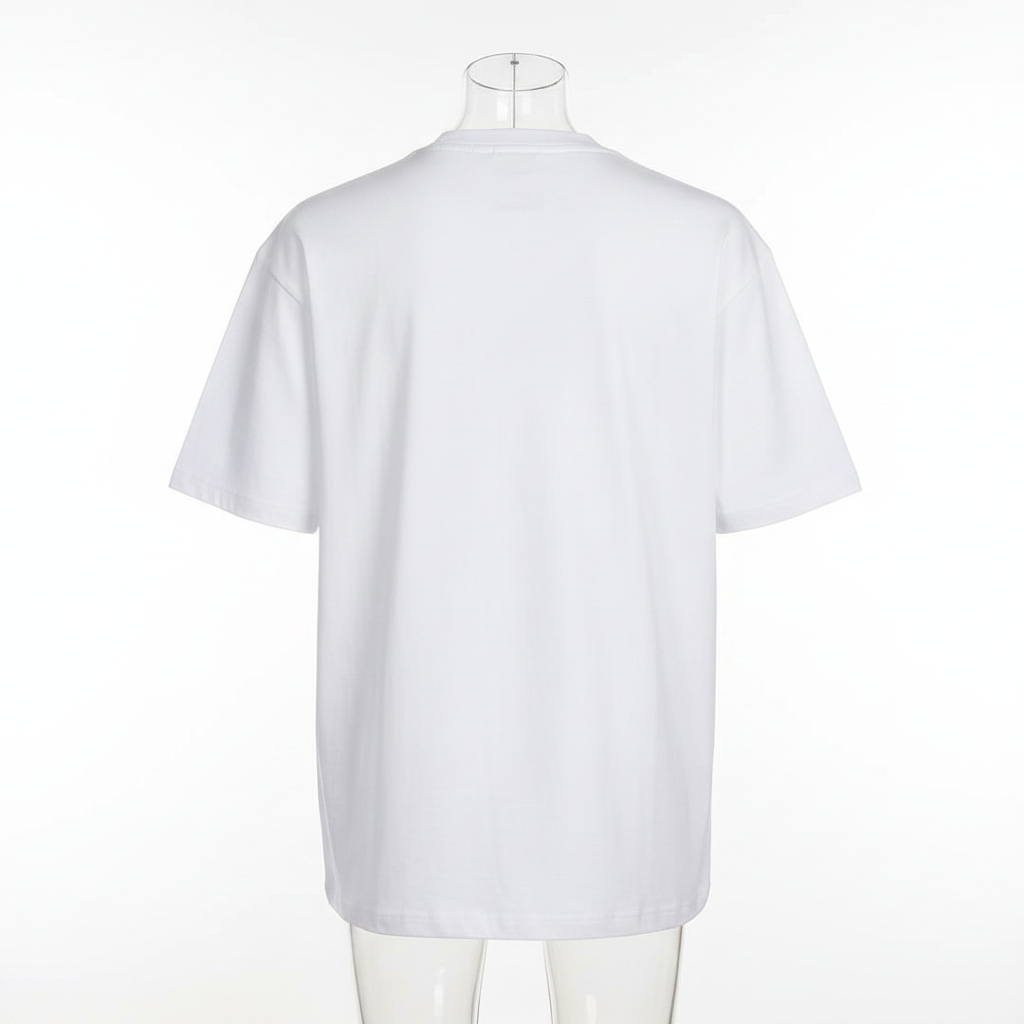 White 1%er Diamond Card Graphic Short-Sleeved Shirt - Ghost Mannequin Back