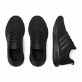 Men's triple black athletic lace-up runner with tonal stripe detail ghost mannequin front and side view pair