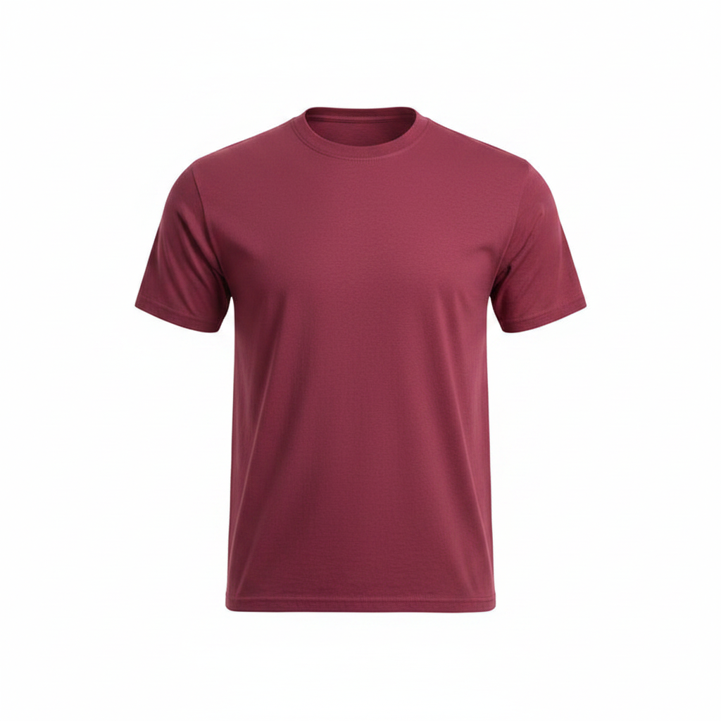 Men's Plain Burgundy Crew-Neck T-Shirt – Ghost Mannequin View