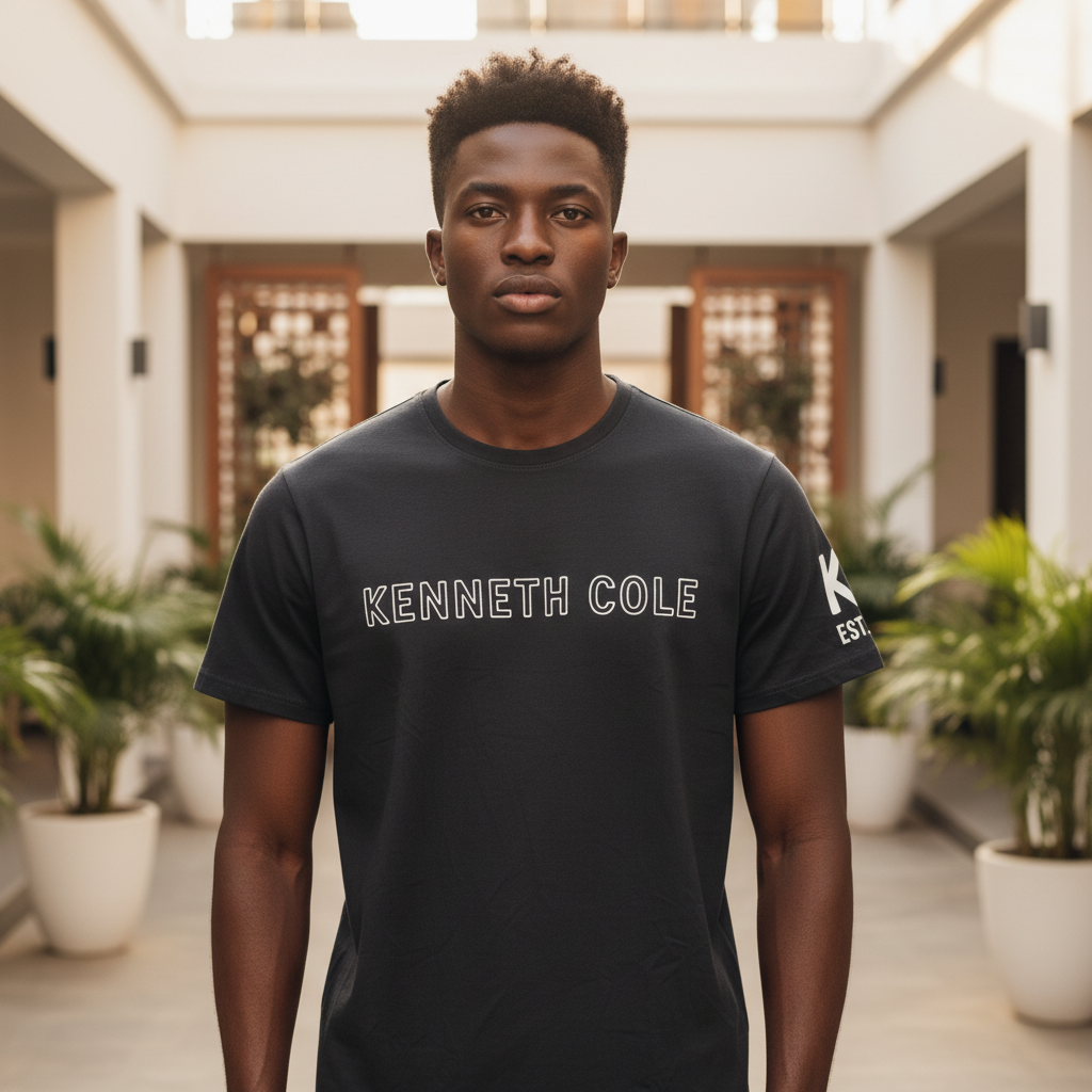 Kenneth Cole Logo Tee Black – Front Model View