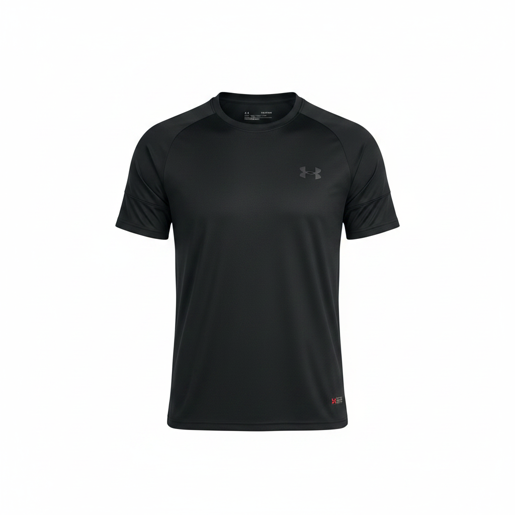 Men's jet black sports jersey ghost mannequin front view
