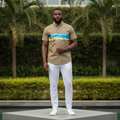 Olive Tropical Print Short-Sleeved Shirt - Model Front