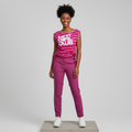 Nigerian female model wearing Pink Striped Hot Girl Club Ruched Crop Top - front view