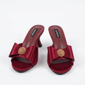 Wine bow-detail open-toe heeled mules pair