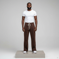Brown Glitter Wide-Leg Sweatpants – Front Model