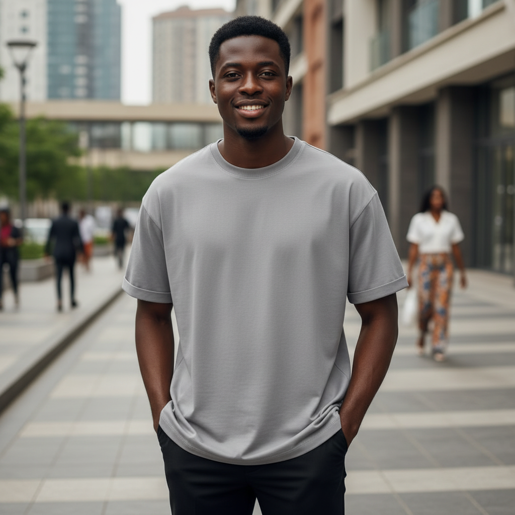 Ash Grey Oversized T-Shirt – Model Shot
