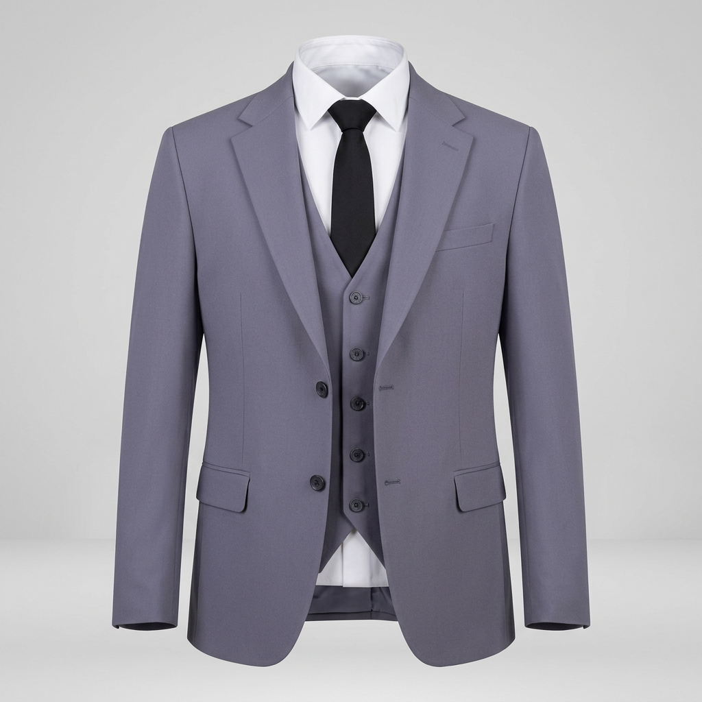 Slate grey suit jacket and waistcoat in ghost mannequin styling