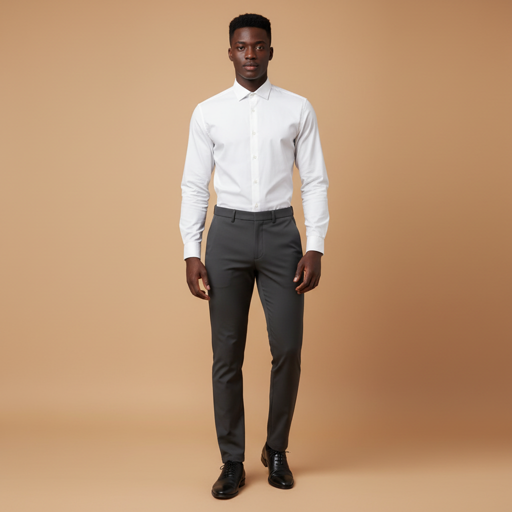 Chukmore Charcoal Grey Slim Formal Trousers - Model Shot