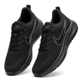 Pair of black knit sculpted-sole lace-up sneakers on white