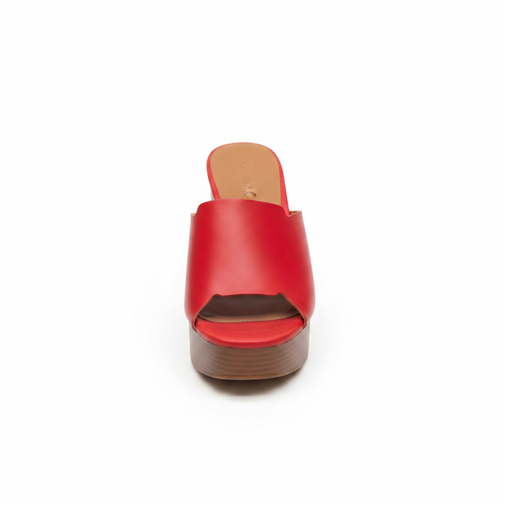 Kenneth Cole WD2699 Block Heel Platform Mule - Red - Ghost Mannequin