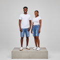 Nigerian Male and Female Models – Light Blue Ripped Denim Shorts