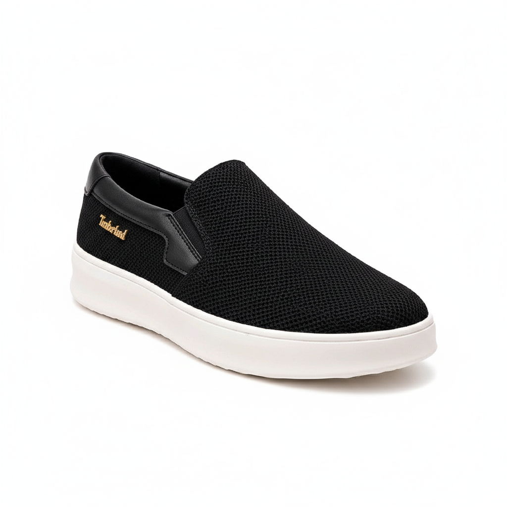 Black Woven Knit Slip-On Sneaker - Ghost Mannequin