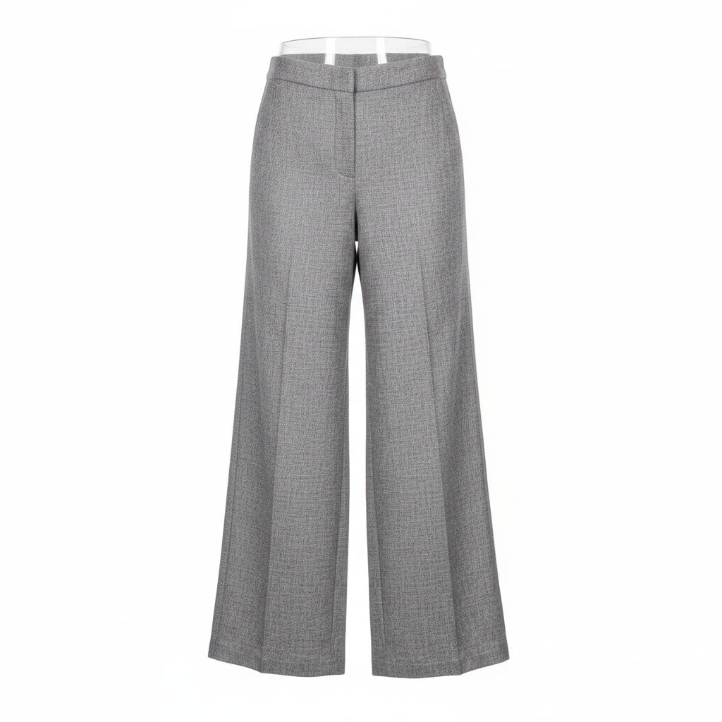 Grey Marl Wide-Leg Trousers - Ghost Mannequin