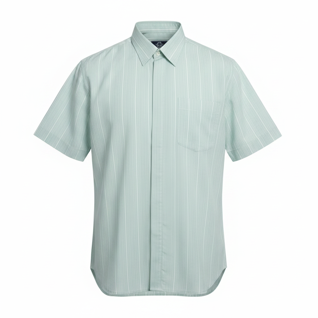 Mint Green Pinstripe Short-Sleeved Shirt - Ghost Mannequin