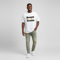 White Romantic Graphic Oversized Tee - Model Front