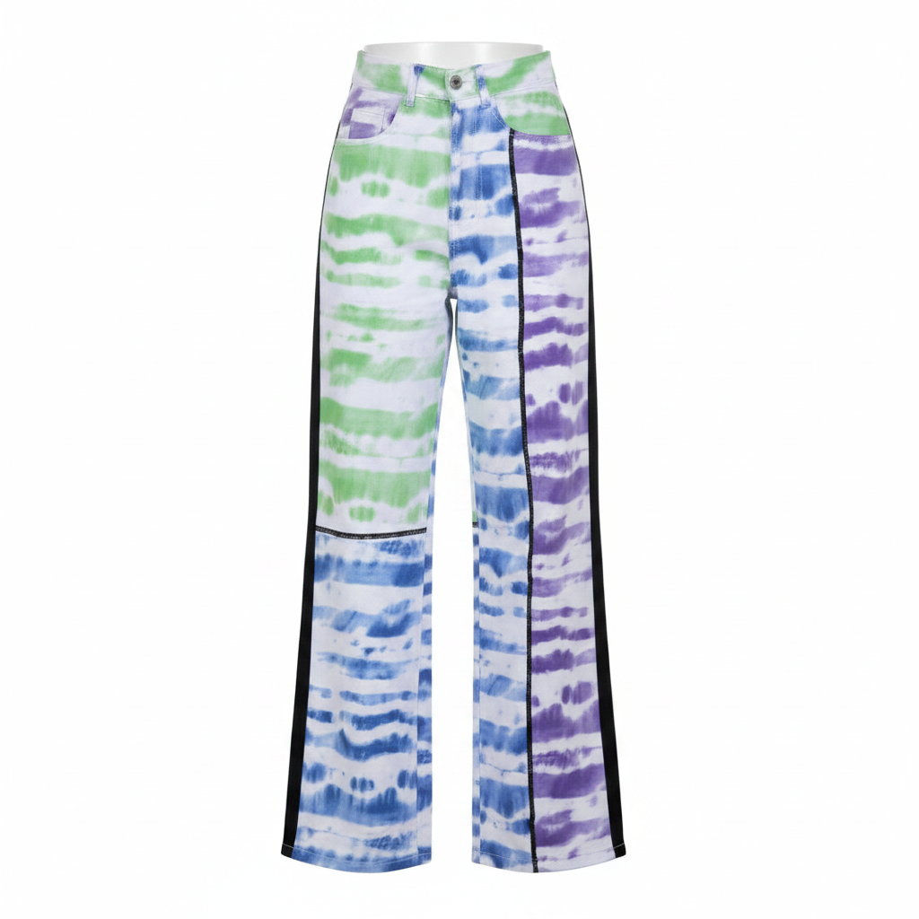 Tie-Dye Wide-Leg Trousers – Front Ghost Mannequin
