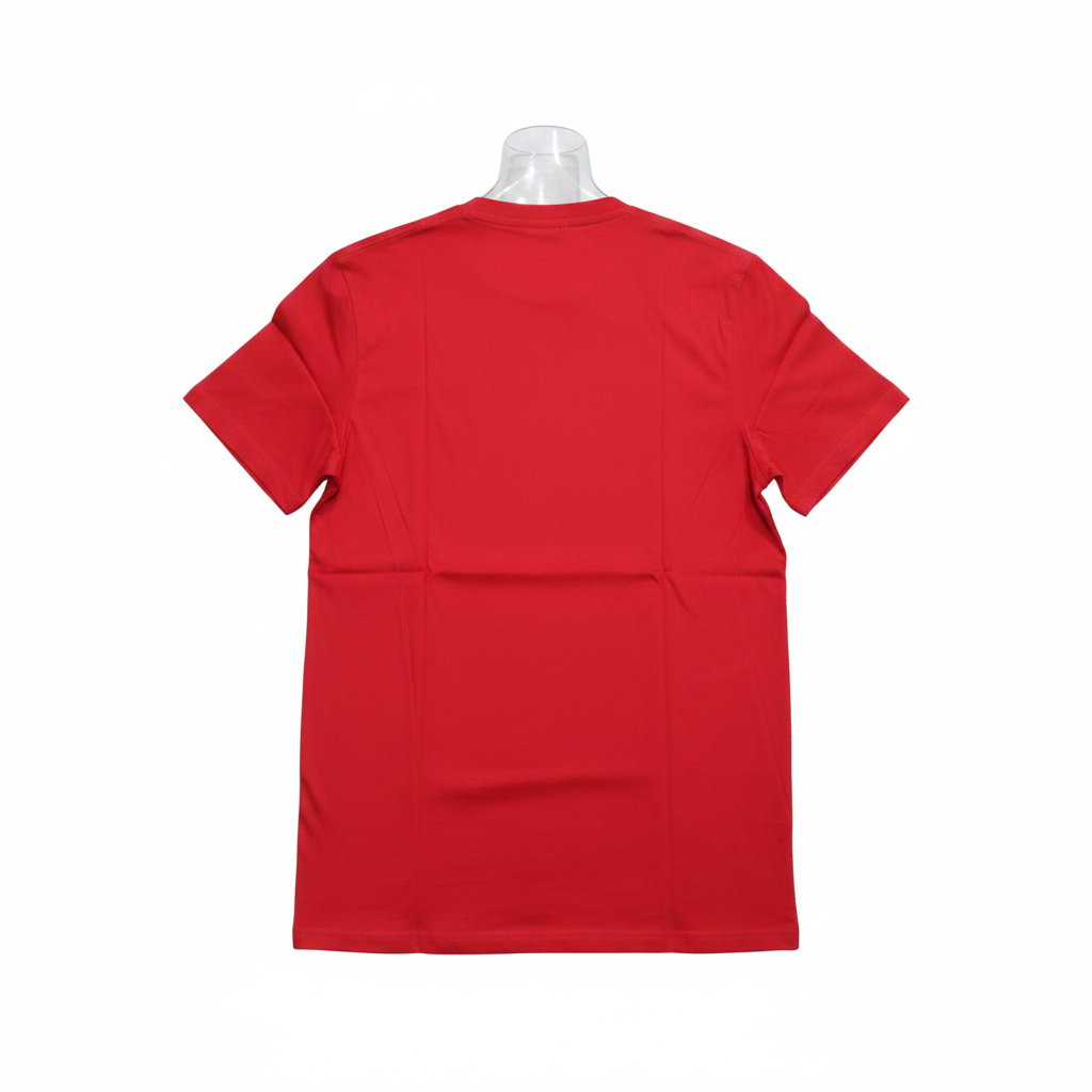 Ghost mannequin back view of red T-shirt