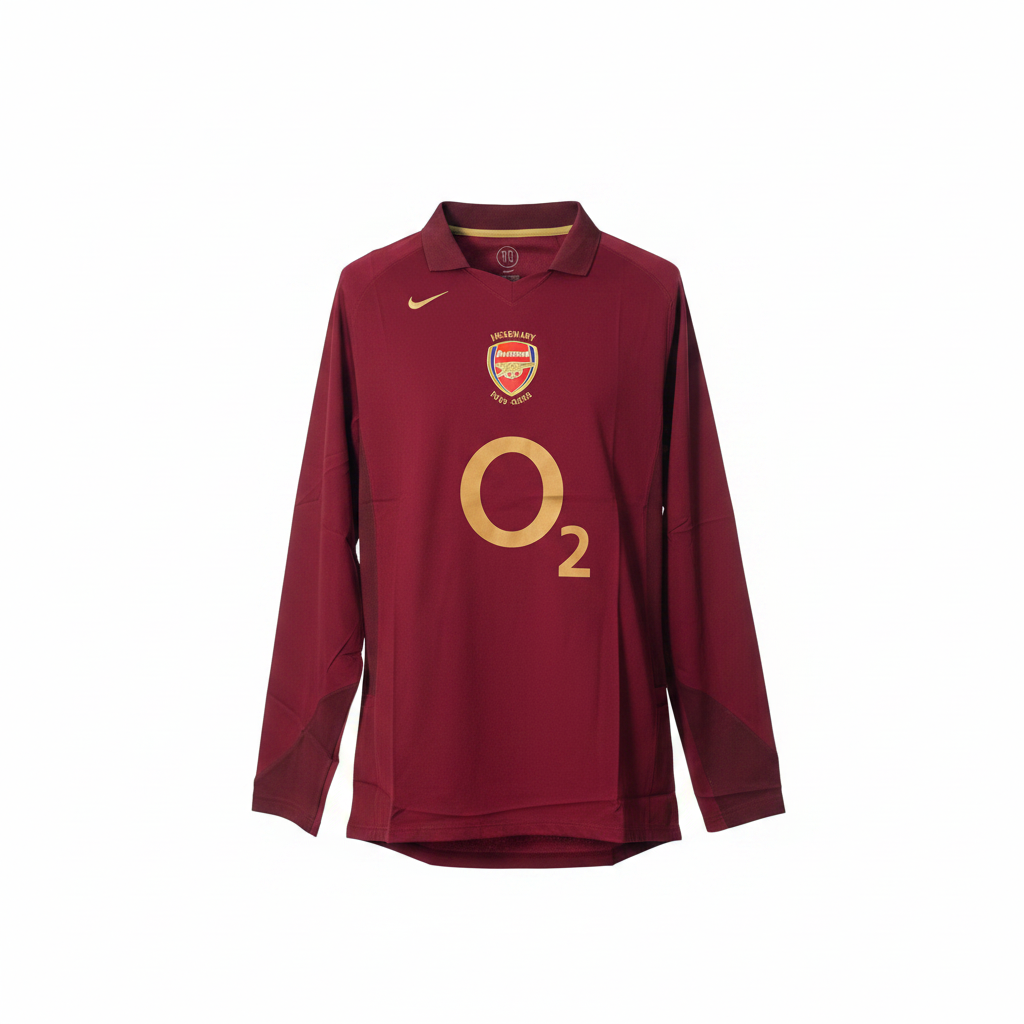 Deep burgundy long-sleeve retro football jersey with polo collar and gold accents, ghost mannequin front view